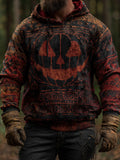 Men's Vintage Viking Halloween Ghost Face Embroidered Hoodie artswardrobe