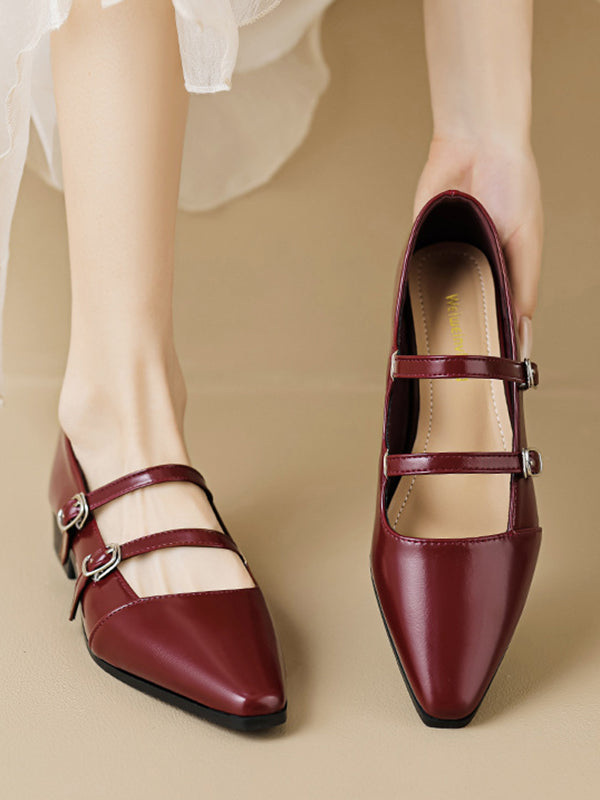 Pointed-toe Shallow Cut Split-joint Flat Shoes