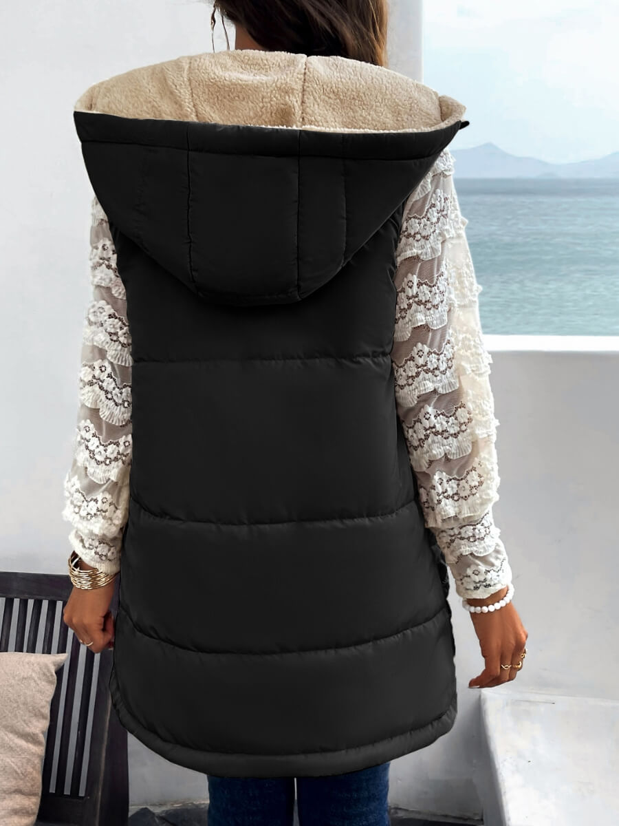 Fall and Forever Hooded Puffer Vest - Black