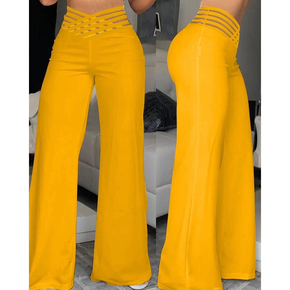 KS | Elastane flare pant with crossed waistband
