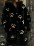 Comstylish Soft Cat Paw Pad Plush Long Hooded Cardigan