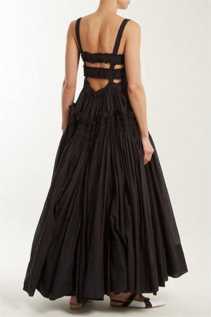 Ruched Smocking Strapless Midi Dress