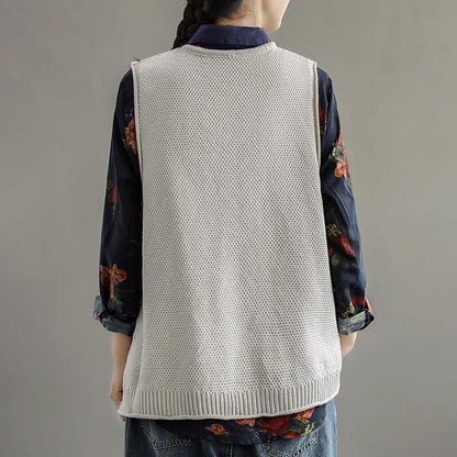 New Pocket Knitted Hollow Vest
