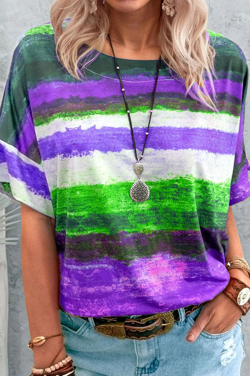 Gradual Change O Neck T-shirts(7 Colors)
