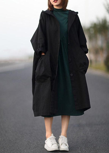 Unique Green Button Pockets Patchwork Fall Hoodies Outwear Long Sleeve