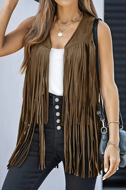 Color Fringed Trim V Neck Waistcoats(6 Colors)