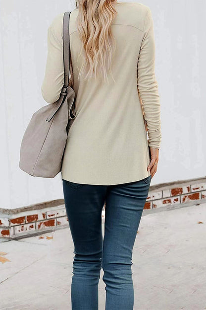 Patchwork Buttons V Neck T-shirts(6 Colors)