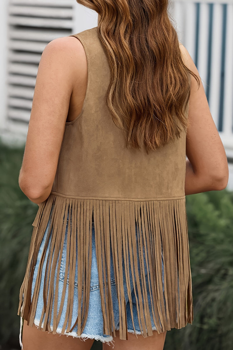 Color Fringed Trim V Neck Waistcoats(6 Colors)