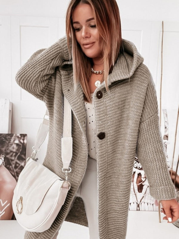 ’s Loose Hooded Sweater Cardigan Sweater