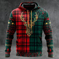 Comstylish Christmas Elk & Plaid Art Men's Knit Hooded Sweatshirt