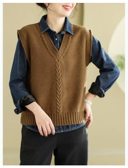 Spring V-neck Knitted Waistcoat