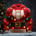 Comstylish Santa Claus And Colorful Lights Plush Warm Hoodie