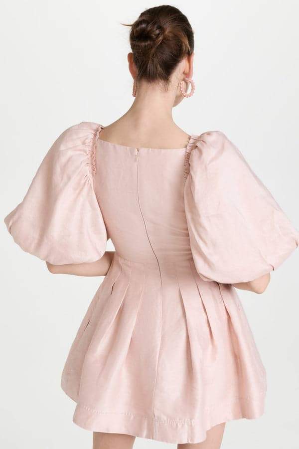 Lydia Puff-sleeve Knot Mini Dress
