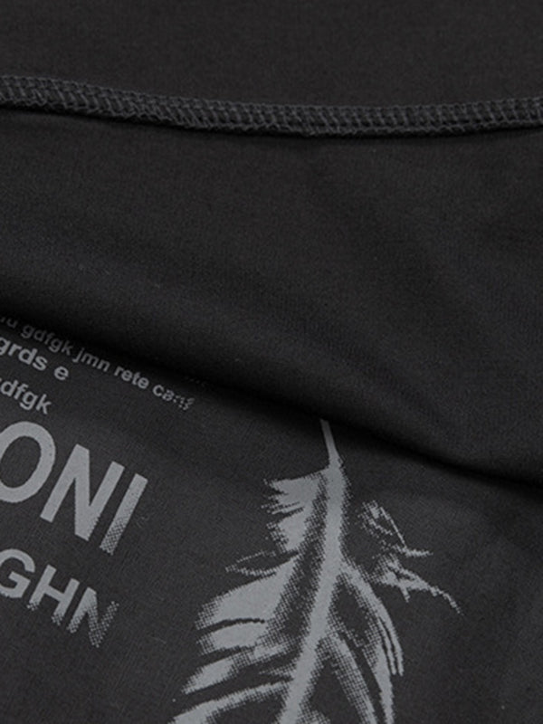 False Two Loose Printing Split-joint Round-neck T-shirts Tops