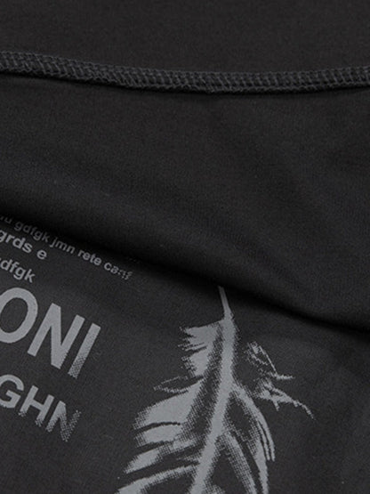 False Two Loose Printing Split-joint Round-neck T-shirts Tops