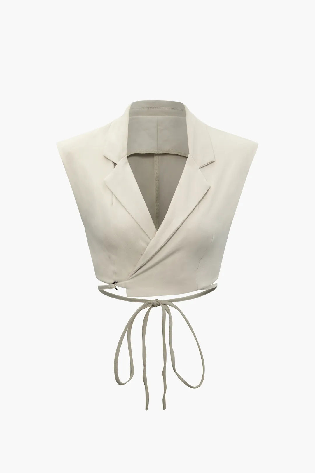 Cherry Beige Tie Back Vest and Straight Leg Suit Pants Set