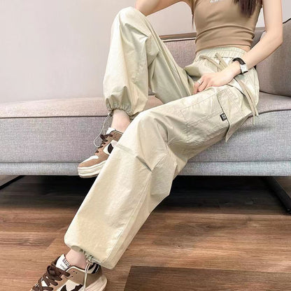 Joggers Cargo Pants for High Waist Pants Drawstring Wide Leg Baggy Trousers Y2k Slim Sweatpants
