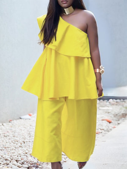 High Waisted Loose Pockets Color Pants Trousers