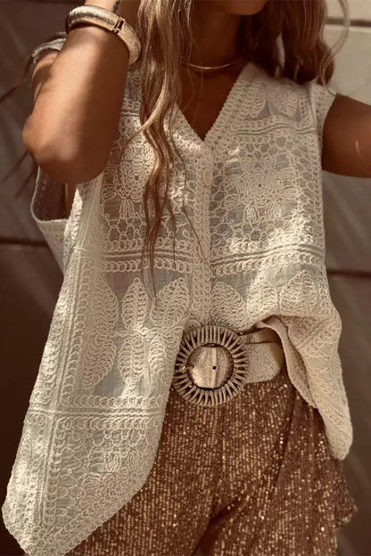 Buttons Embroidery V Neck Waistcoats