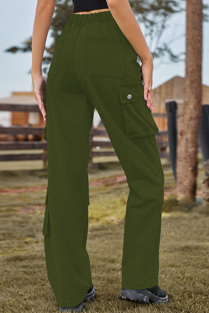 Street Pocket Mid Waist Loose Denim Jeans
