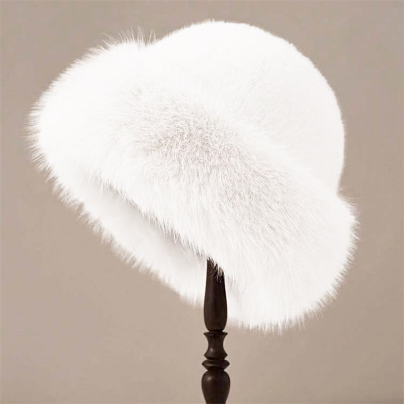 Comstylish Vintage Basic Cozy Fur Trim Knit Hat