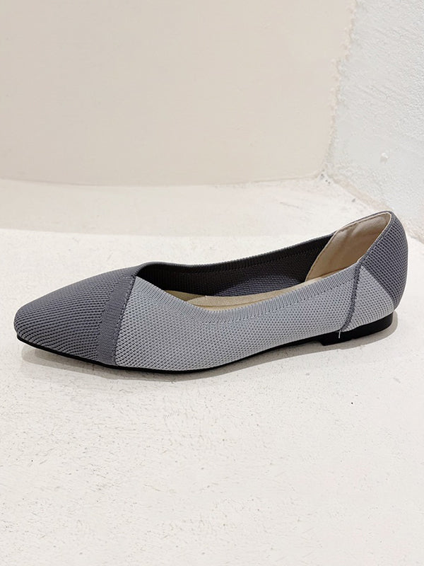 Contrast Color Pointed-toe Split-joint V-cut Flat Shoes Flats