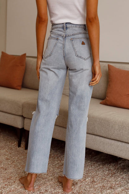 Street Ripped High Waist Regular Denim Jeans
