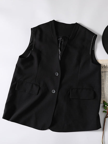 Asymmetric Color Buttoned Vest Top
