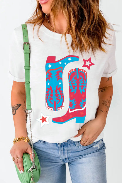 White Cowboy Boots Graphic Tee