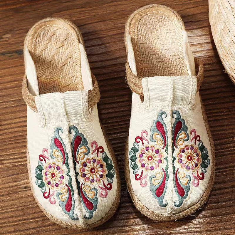 Linen Shoes Flip Flop Flats