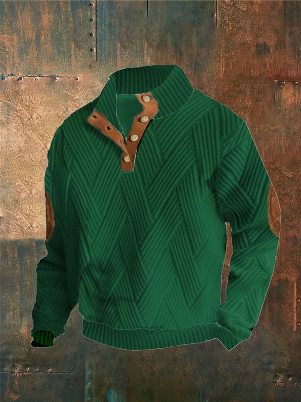 Men'S Plaid Print Button Casual Sweatshirt elevenforest