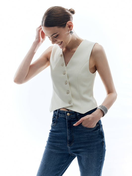 Button V-neck Vest