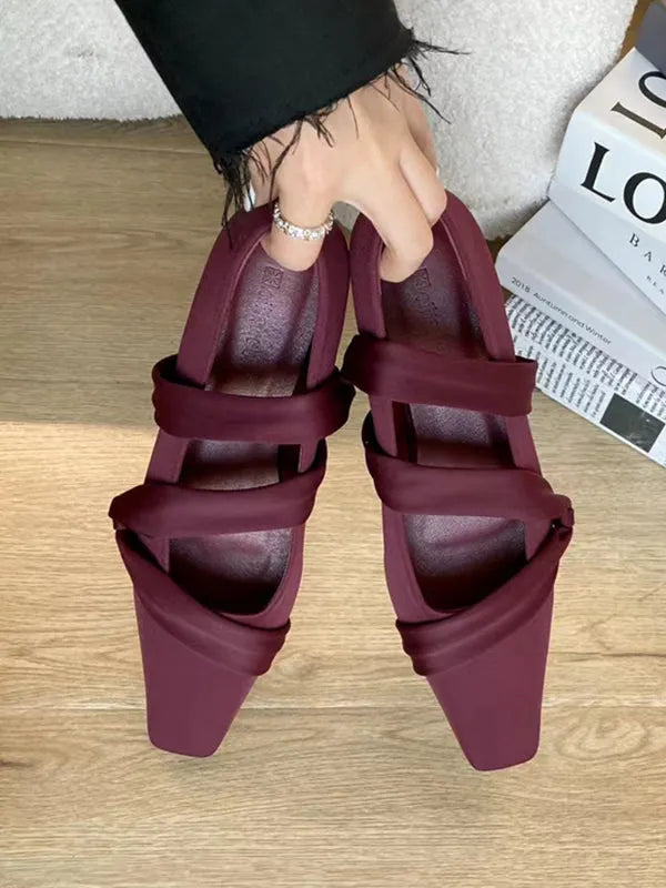 Color Square-toe Flat Shoes