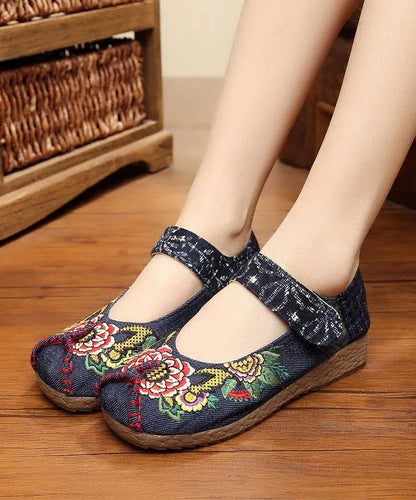 Red Cotton Embroidered Fabric Flat Shoes for Splicing Flats
