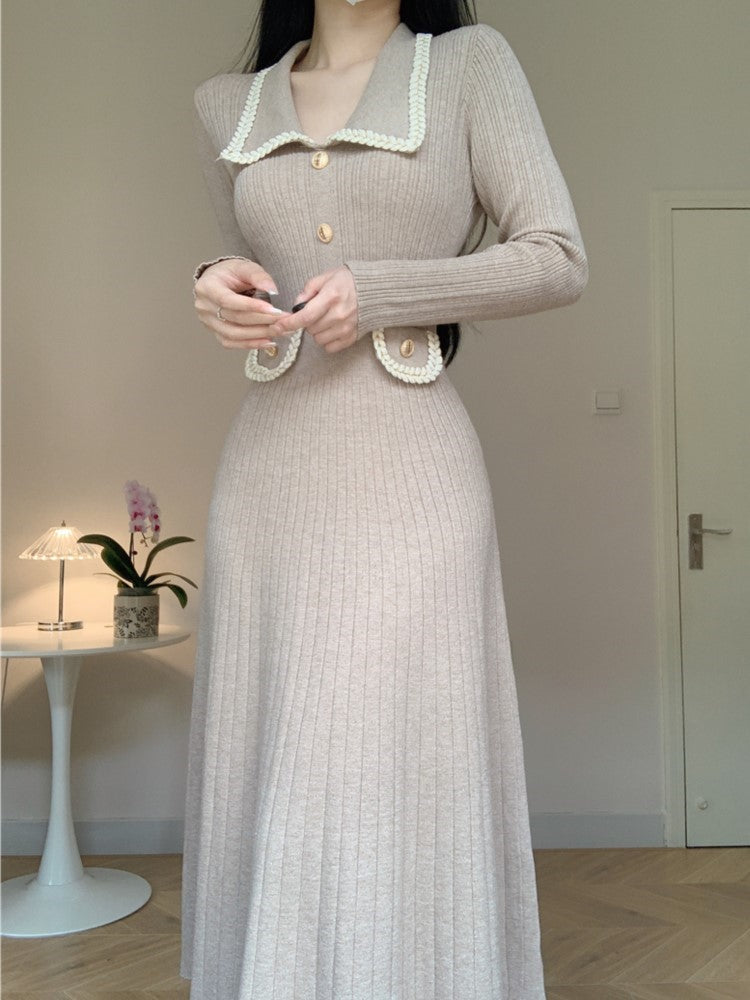 Autumn Winter Knitted Dress Long Sleeve Soft Slim Pullover Sweater Midi Dresses Female Party Vestidos New