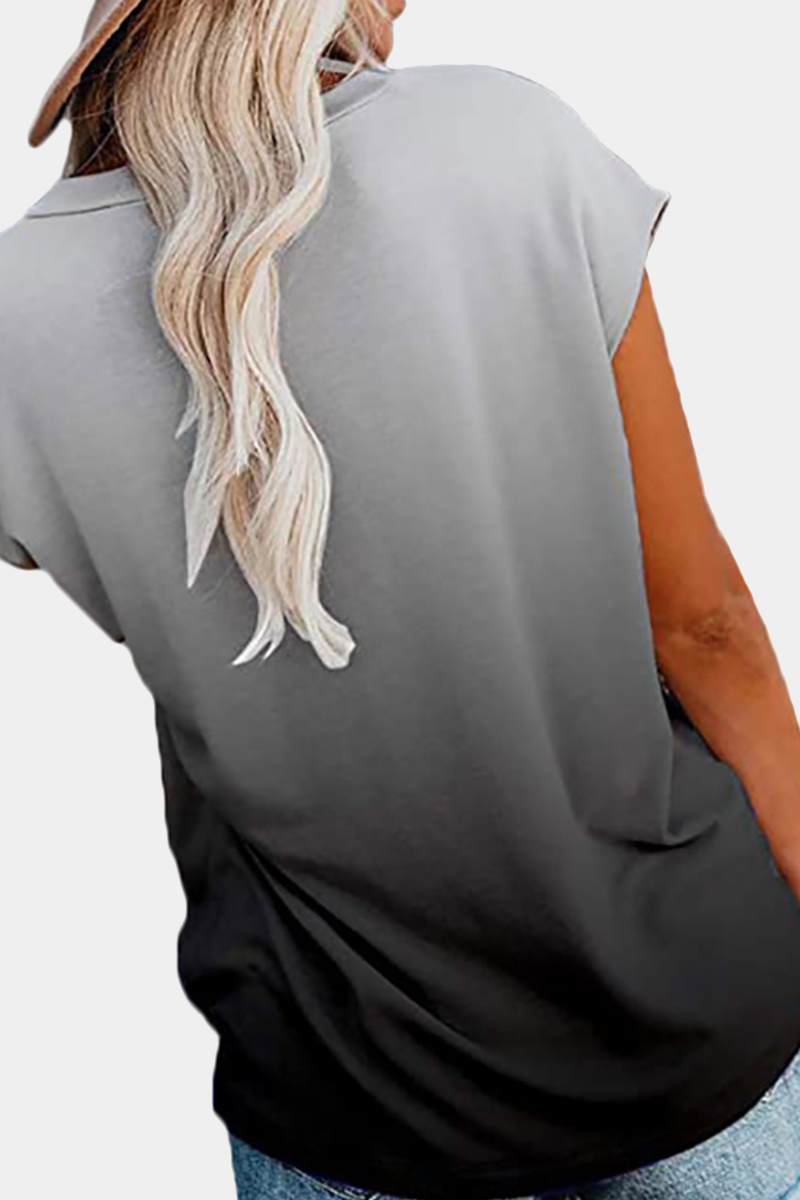 Street Gradual Change Pocket O Neck T-shirts(6 Colors)