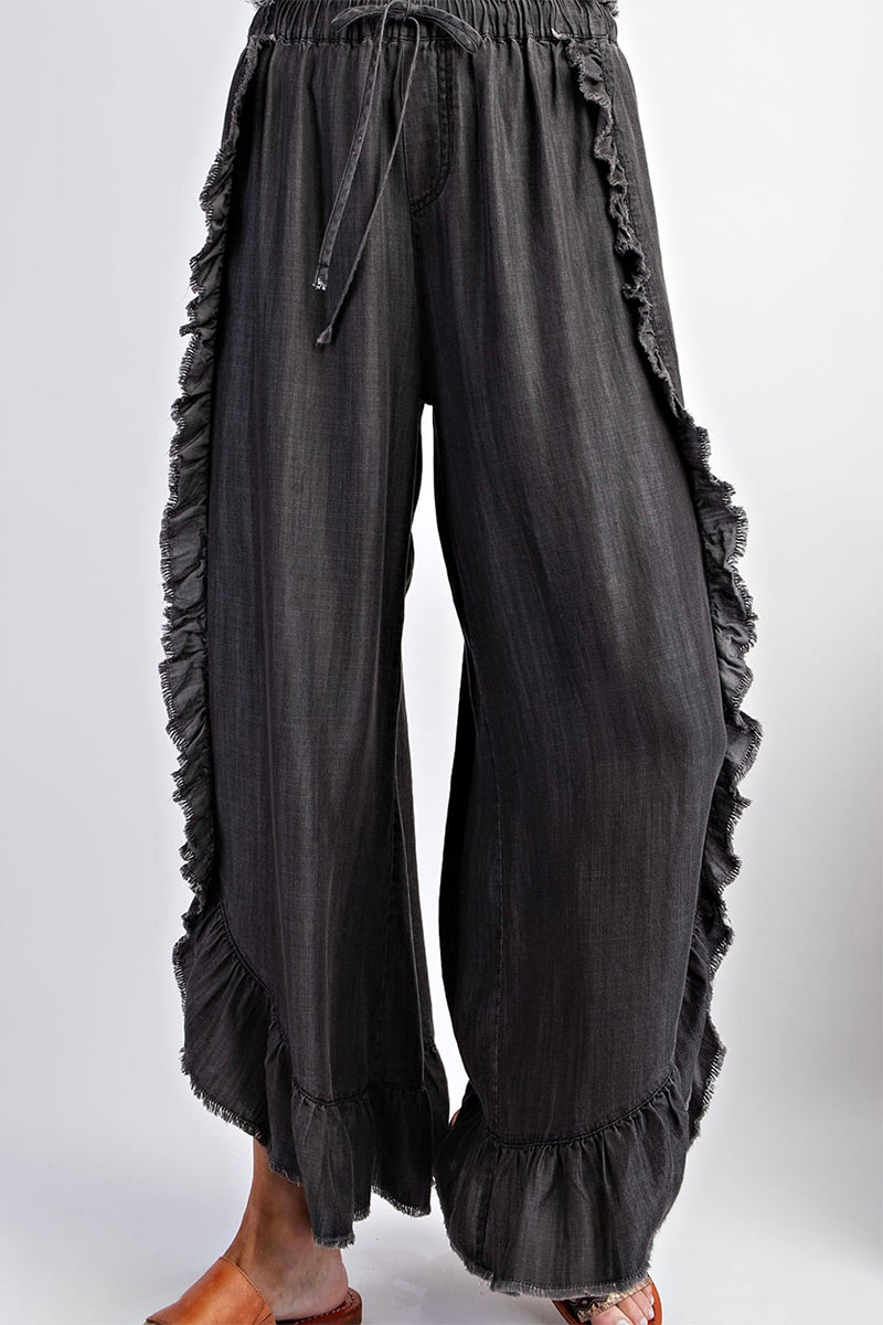 Frenulum Flounce High Waist Loose Denim Jeans