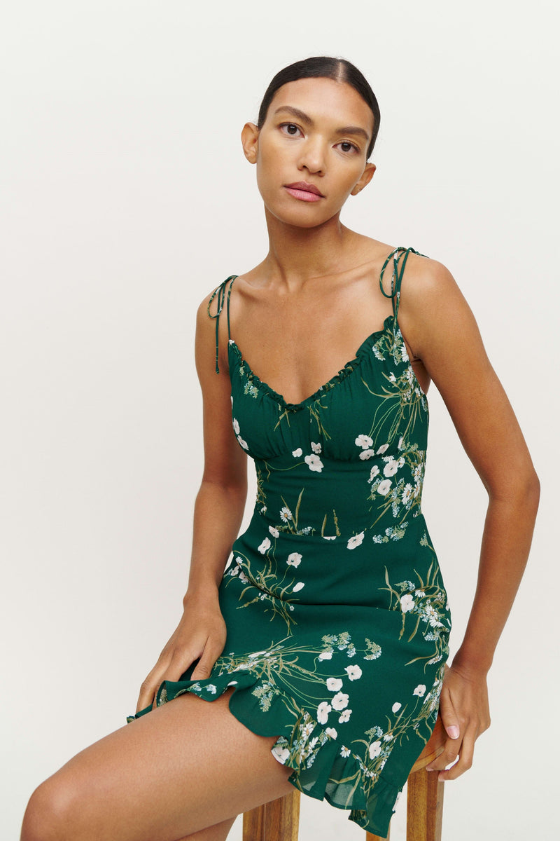 Cami V-neck Ruffle Mini Dress