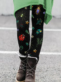 Insect Floral Embroidery Pattern Cozy Leggings artswardrobe