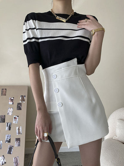 High Waisted Irregular Clipping Color Culotte Shorts Bottoms