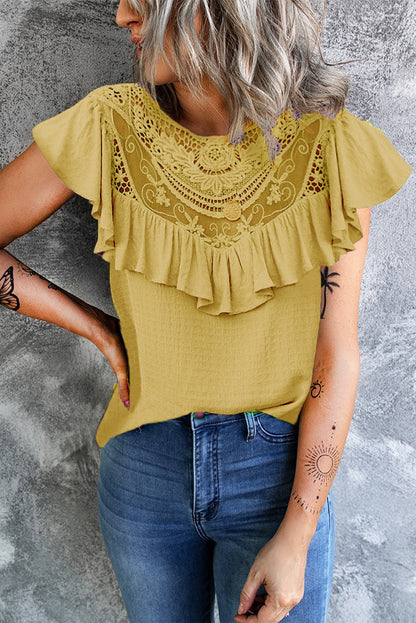 Flounce O Neck T-shirts(8 Colors)