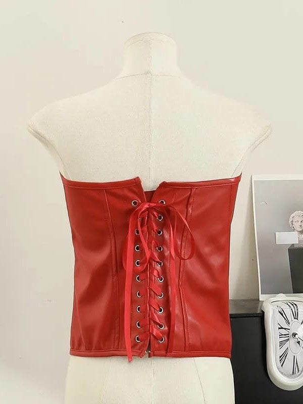 Zipper Strapless Tank Corset Top