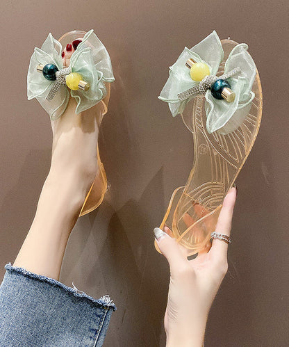 Tulle Bow Transparent Crystal Walking Sandals Aa003