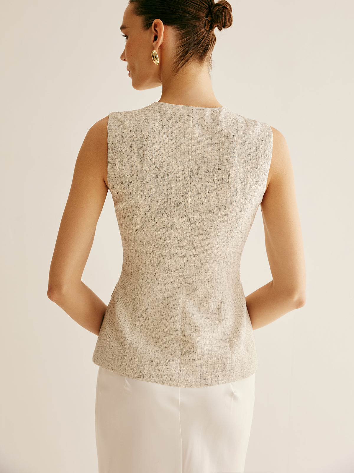 Breasted Piping Split Vest