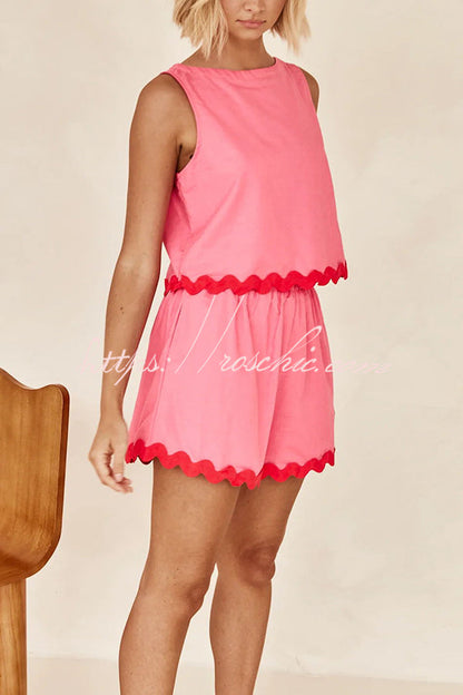Leilani Tank Top and Elastic Waist Pocket Shorts Set