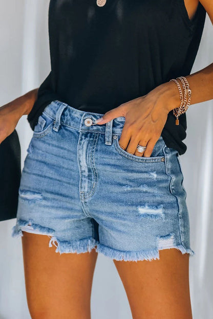 Ripped Denim Shorts