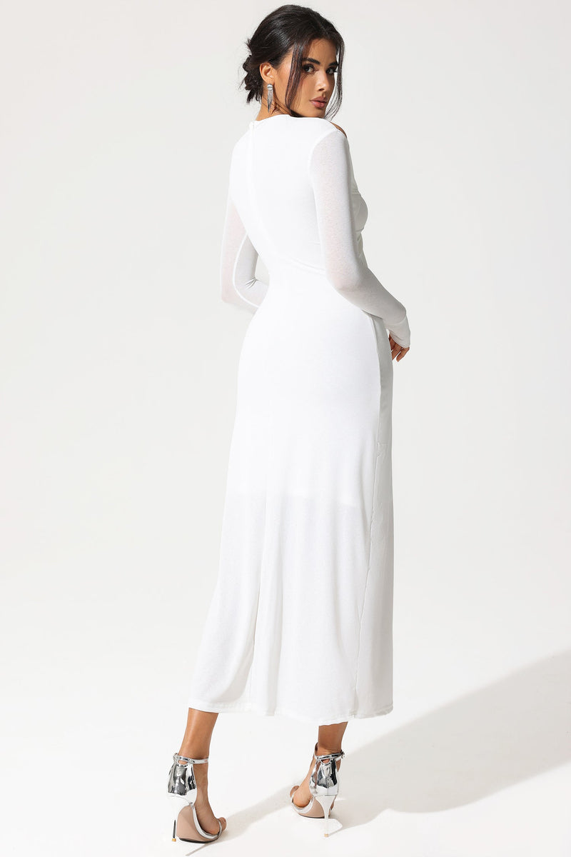 Long Sleeve V-neck Cut-out Midi Dress