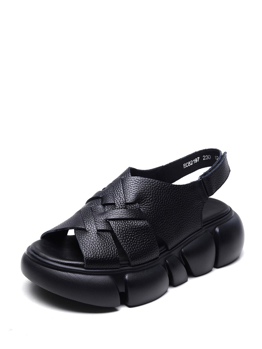 Summer Leather Spliced Platform Sandals Bn1001