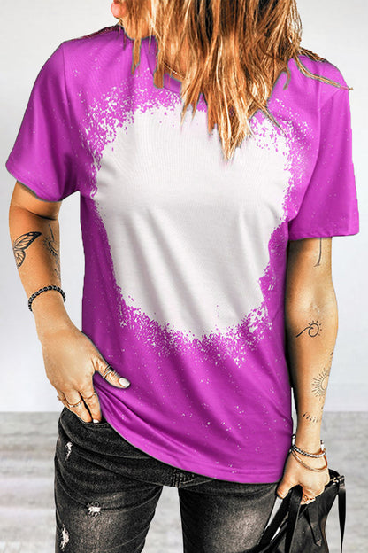 Print Patchwork O Neck T-shirts(6 Colors)