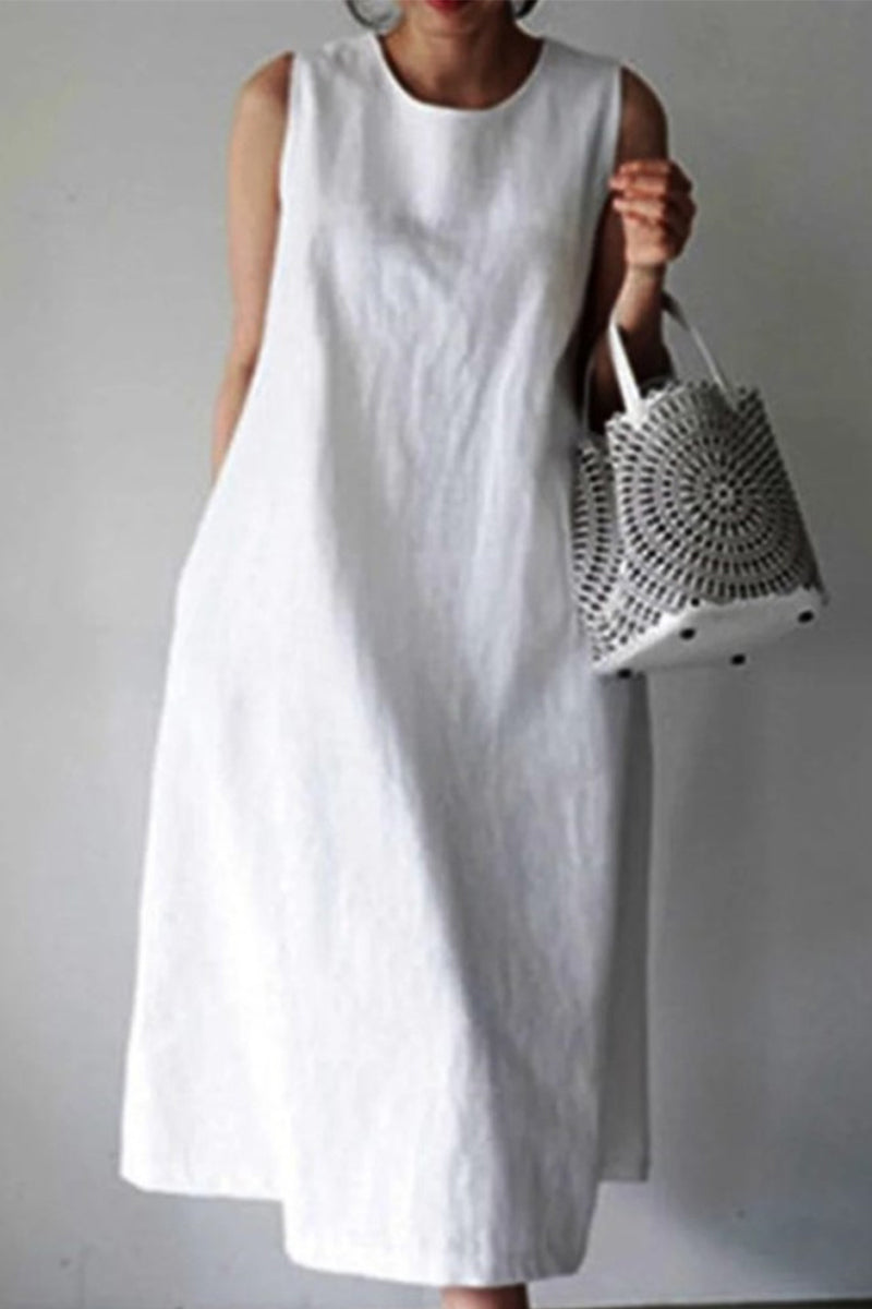 Simplicity Color O Neck Vest Dress Dresses